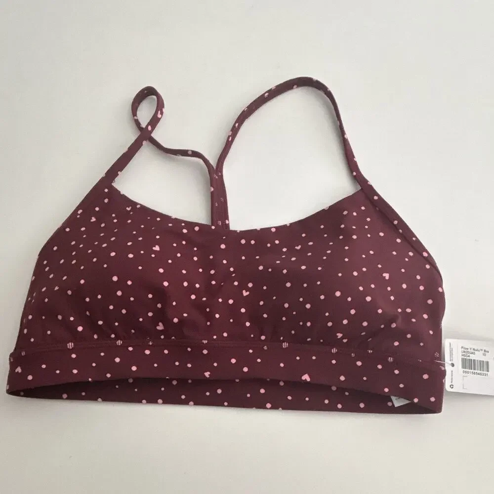 lululemon Flow Y Nulu Low Support Bra Wireless Pullover 10 B Burgundy Pink